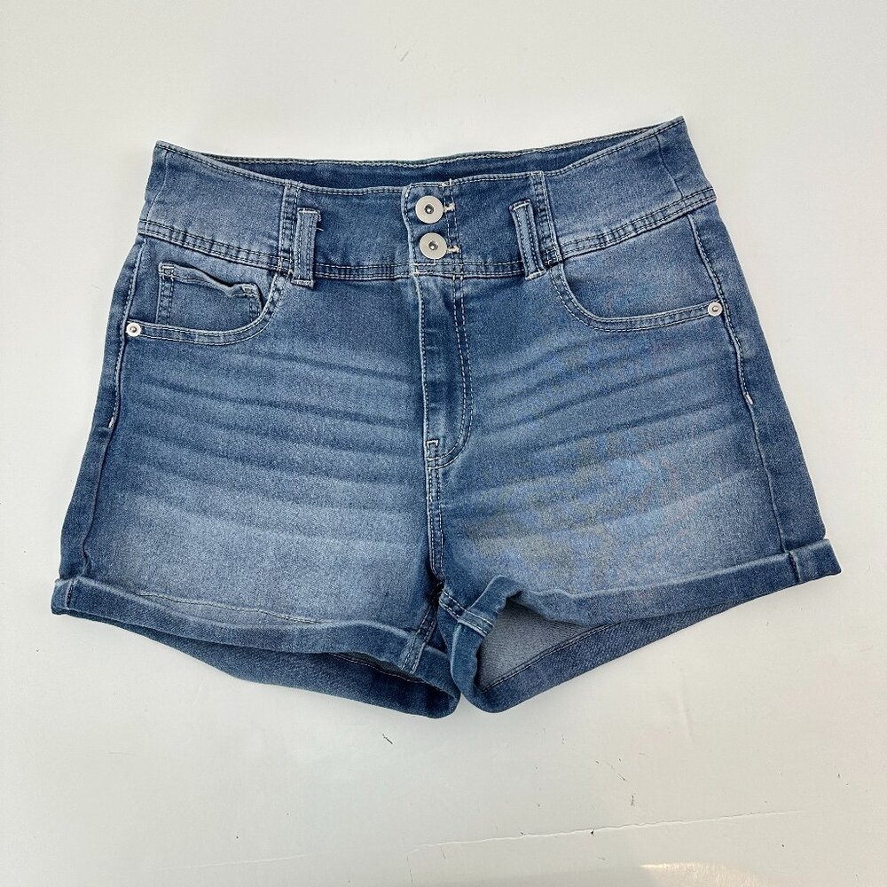No‎ Boundaries Cuffed 3" inseam Womean's size 13 Dark Blue Denim jean Shorts